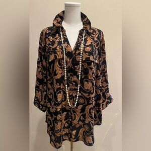 Torrid Black and Brown Paisley Blouse